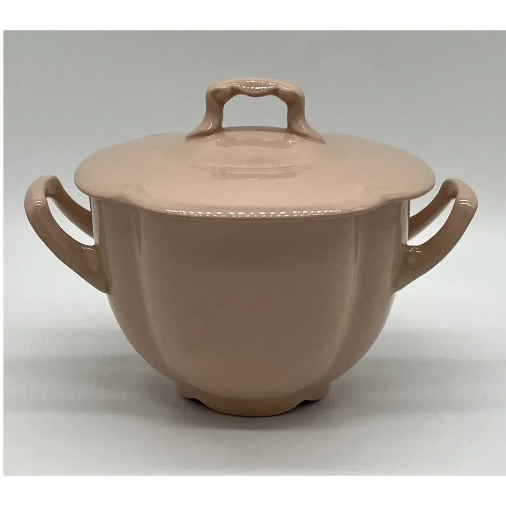 Vintage Johnson Bros.‎ England Rosedawn Pink Art Deco Sugar Dish Bowl w/ Lid